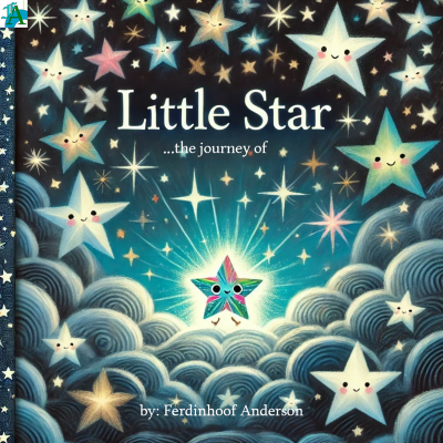 cover of book depicting little star in the sky on top of some gray clouds, shimmering gently, among other stars looking on